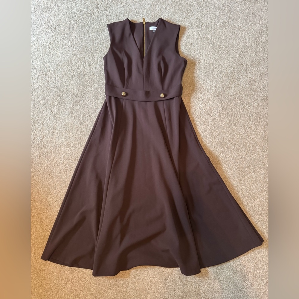 Calvin Klein Brown A-Line Midi Dress